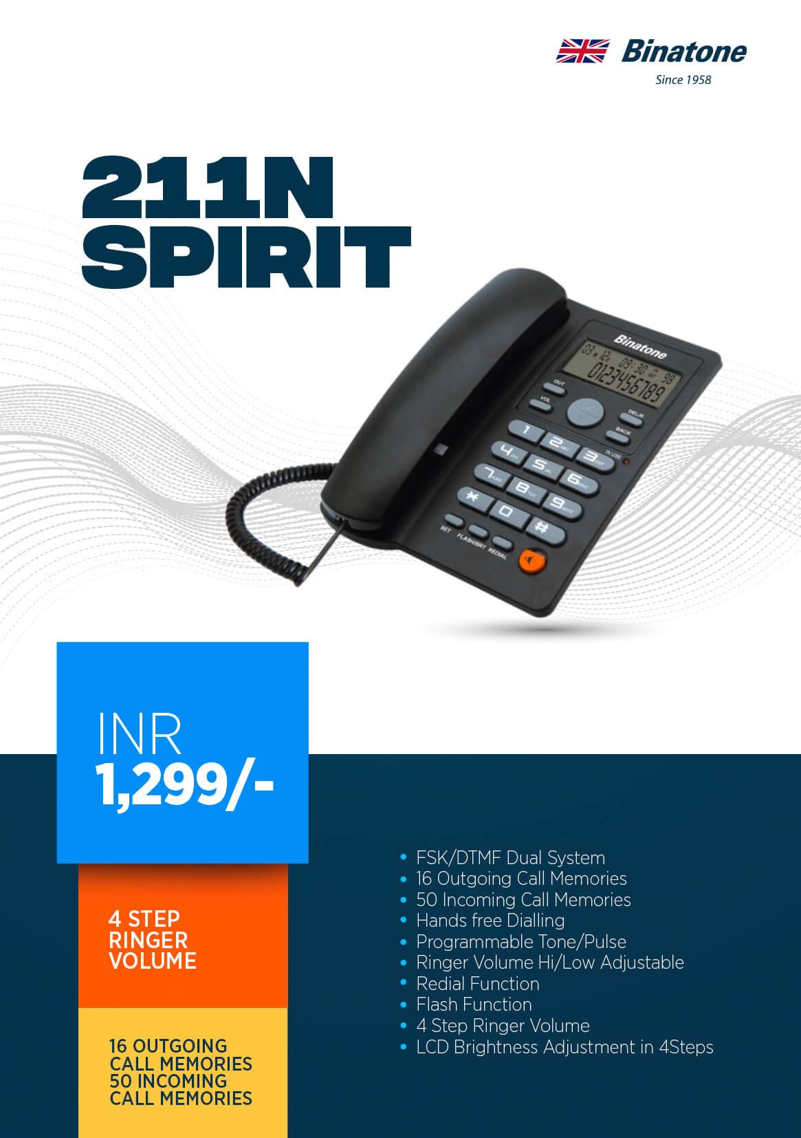 Binatone Spirit 211N Corded Landline Phone - Image 3
