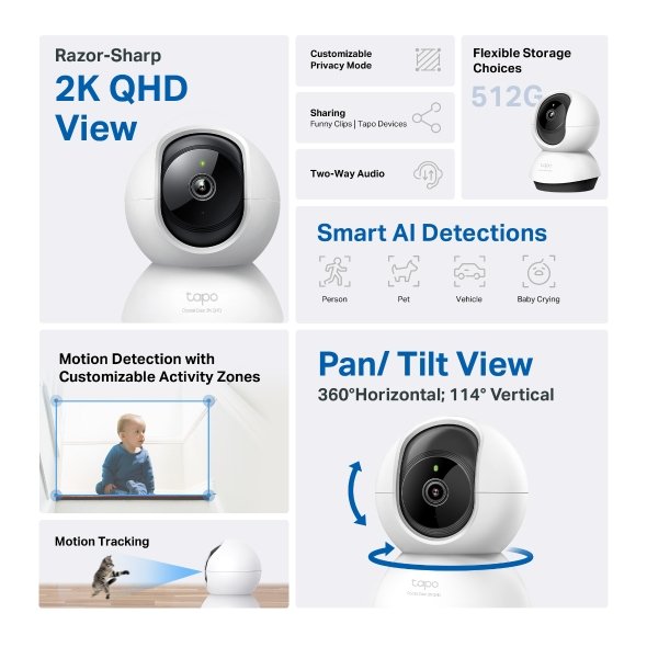 Tp-Link TAPO C220 Pan/Tilt AI Home Security Wi-Fi Camera - Image 3