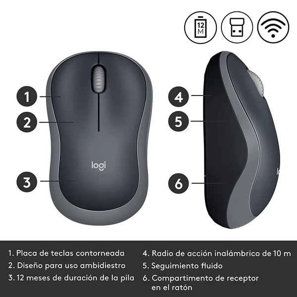 Logitech M185 Wireless Mouse, 2.4GHz with USB Mini Receiver - Image 6