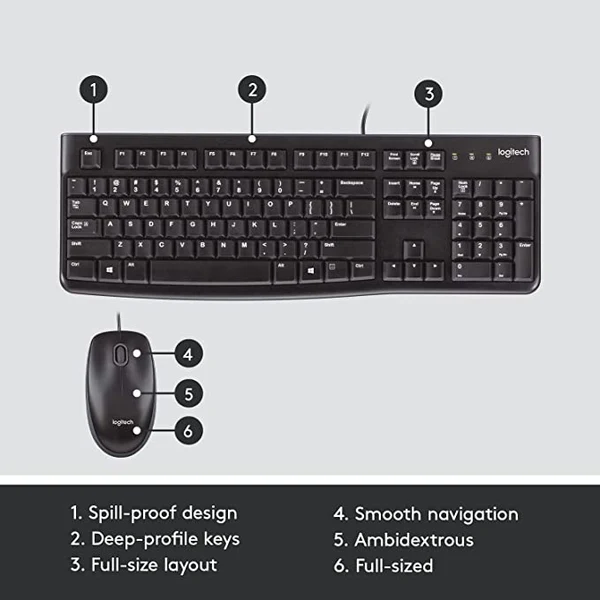 Logitech MK120 Wired Keyboard and Mouse Combo – Full-Size Wired Keyboard - Image 6