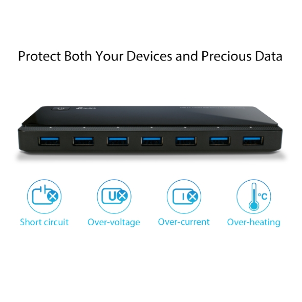 TP-Link UH720 USB 3.0 7-Port Hub – 2 Smart Charging Ports, High-Speed Data Transfer, External Power Adapter, Plug & Play - Image 4