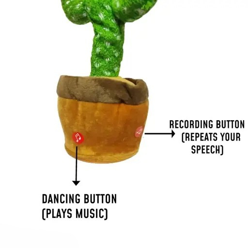 Talking Toy – Dancing Cactus Plush with Singing, Voice Recording, Repeating & LED Light - Image 3