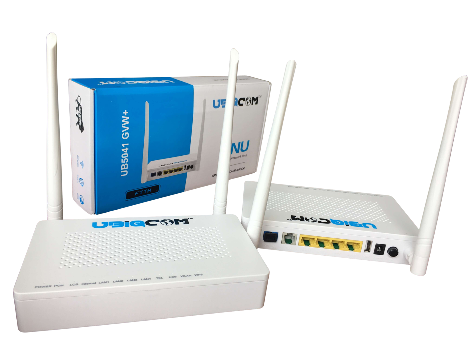 UBIQCOM 1GE + 3FE + 1 POTS + WIFI UB5041 GVW+ Single Band XPON ONU