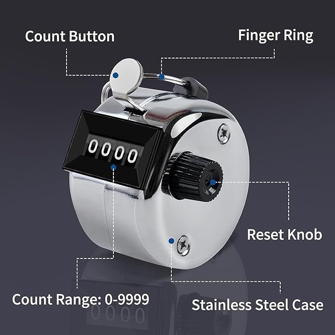 Jaap Counter – 4-Digit Metal Hand Tally Counter with Finger Ring Grip - Image 3