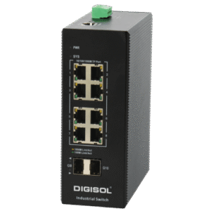 DIGISOL Managed Industrial Switch with 2 Gigabit SFP Ports and 8 Gigabit PoE Ports, PoE: 240W – DG-IS4510HPE