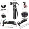 Product Description 12 in 1 gadgets for men including Hammer, Nail Puller, Clamp, Power Pliers, Wire Cutter, Saw, Knife, Cross Screwdriver, Bottle Opener, Slotted Screwdriver, File, Tooth Knife, Safety Lock. No More carry around a whole toolbox when you have this Multitool in your pocket. ﻿ Dimensions of the multi-function claw hammer is 5.4in*2.8in*0.7in, and weight is 350g. The survival tool come with a nylon pouch which is safety, portable and easy to carry. You can hang it on your belt, put it in backpacks, store it in cars or at home. This multitool is made of Stainless steel and with durable black oxidation for the main part. It's strong and durable that can cut, pry, twist the screw, open fire hydrant, saw wood, shatter the glass curtain wall easily, and let you far away from the anxious about broken tools in urgent use. Easy To Carry - This camping gear multi-purpose hammer features an upgraded wear-resistant oxford cloth pouch that keeps items in place for a safe, portable and easy access, and you can hang it to your waistband. Great Gift For Men - Have you ever seen a more versatile and unusual GIFT IDEA? Random mugs and other boring presents are ancient history! Are you still worried about what gift to give your Dad, Husband or boyfriend on Christmas, Valentine’s Day, Father’s Day, birthdays or on anniversaries? Give him a versatile and personalized gift that he can carry with him every day.