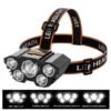 5 LED Headlamp USB Rechargeable Head Light 501 LED Headlamp (Black)