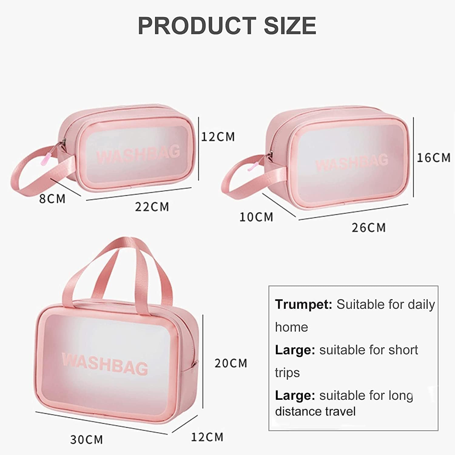 3-Piece Transparent Makeup Organizer Pouch Set